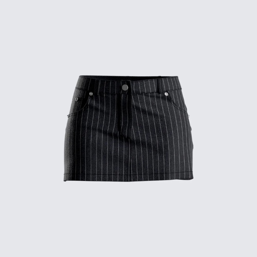 Jennifer Black Stripe Mini Skirt